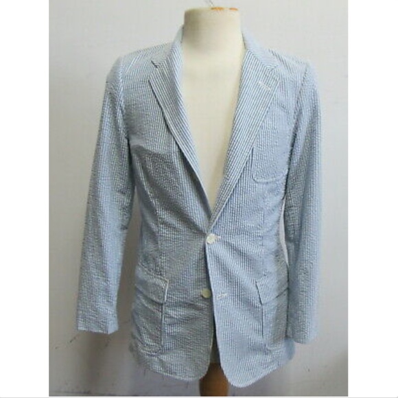 POLO RALPH LAUREN Light Blue Striped Blazer Size L - Picture 2 of 5
